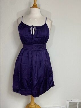 Flounce TBD Womens Plum Purple 100% Silk Fit & Flare Mini Dress Size 4 Classic